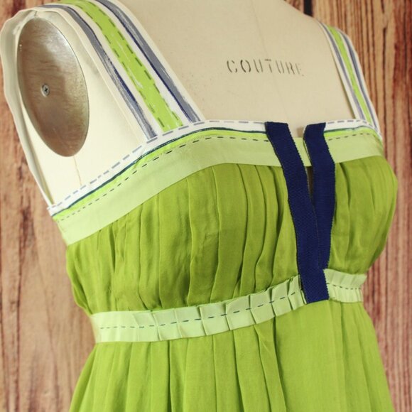 Philosophy by Alberta Ferretti Womens Mini Dress, Green Silk , Size 4, - Picture 5 of 11